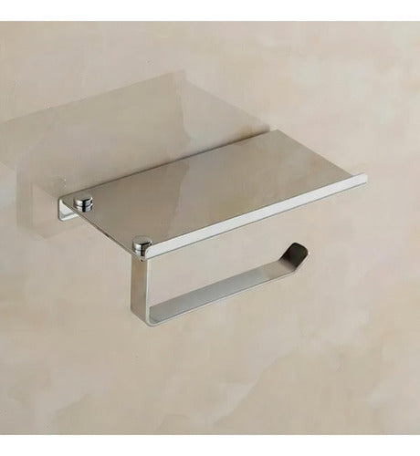 Porta Rollo Papel Higiénico Confort Soporte Celular Norplat Plateado