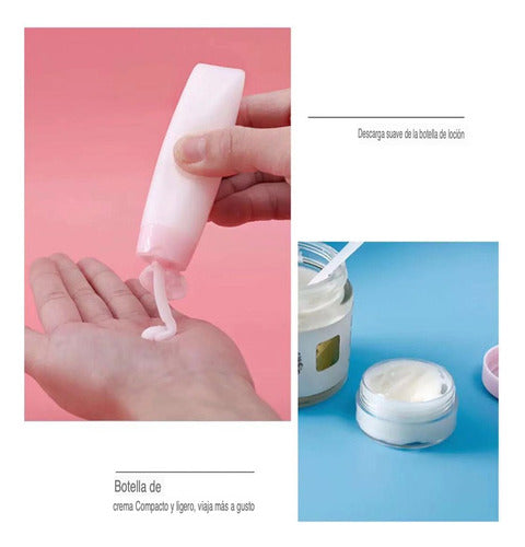 Kit De Viaje Portátil Botella Spray Dispensador Líquidos Celeste Transparente