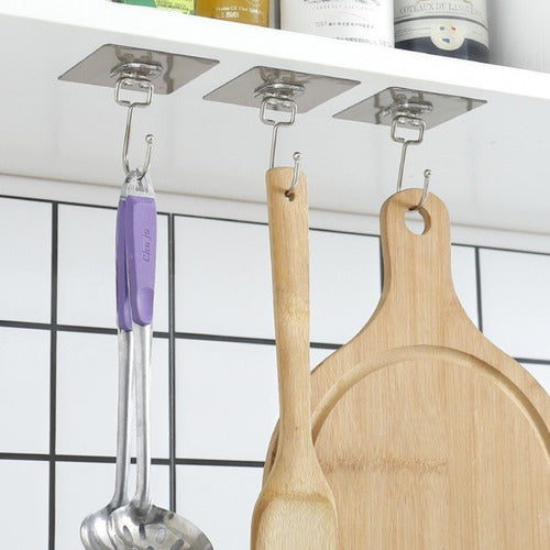 Pack 5 Unidades Gancho 8x8 Para Pared Metálico Con Adhesivo