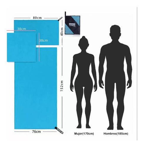 Toalla De Deporte Microfibra Set X3 Secado Rapido - Norplat Azul Microfibra