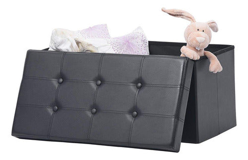 Puff Baul Asiento Organizador Plegable Banqueta - Norplat Negro