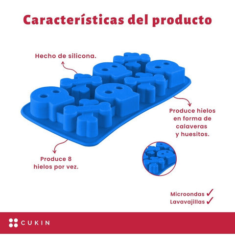 Molde De Silicona Para Calaveras Y Huesos De Hielo - Cukin Celeste