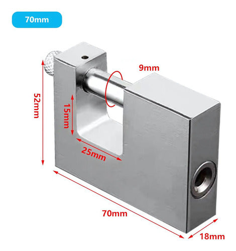Set 2 Candados 70mm Anti Robo Anti Napoleón 3 Llaves Norplat Plateado