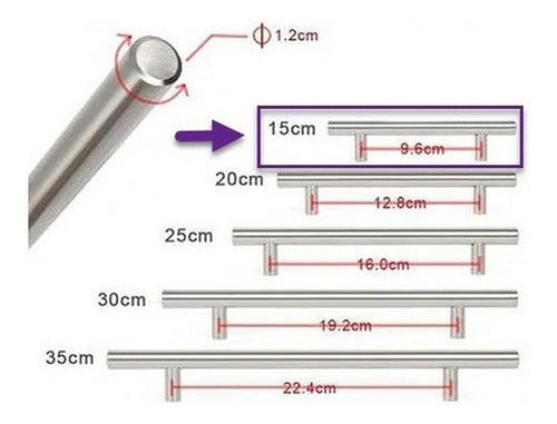 10 Tiradores De Muebles - Manillas Cocina 15 Cm - Norplat Plateado