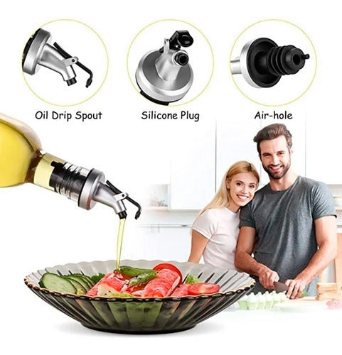 2 Botellas Vidrio 500ml Dispensador Aceitero Vinagre Norplat