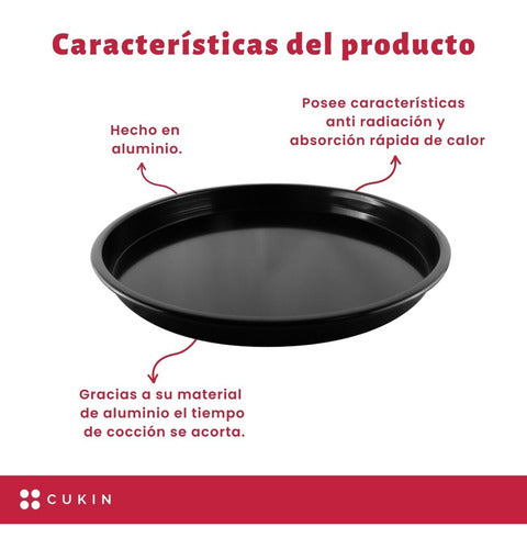 Molde Antiadherente Para Pizza De Aluminio De Ø30 - Cukin Negro