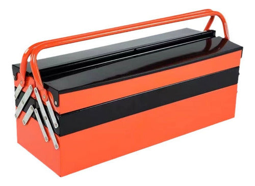 Caja Herramientas Articulada Metálica 3 Niveles - Norplat Naranja