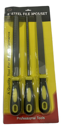 Kit Set Juego De Limas De Acero 3 Piezas 8 Pulgadas Norplat