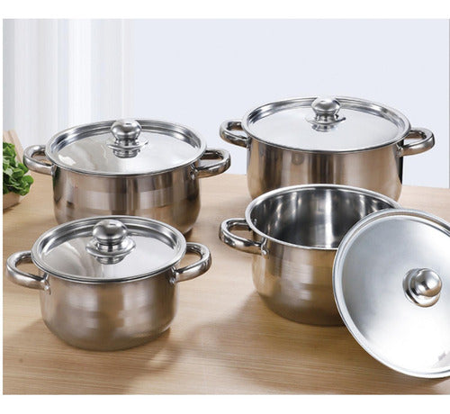 Bateria De Cocina Acero Inoxidable 4 Ollas Induccion Norplat Plateado