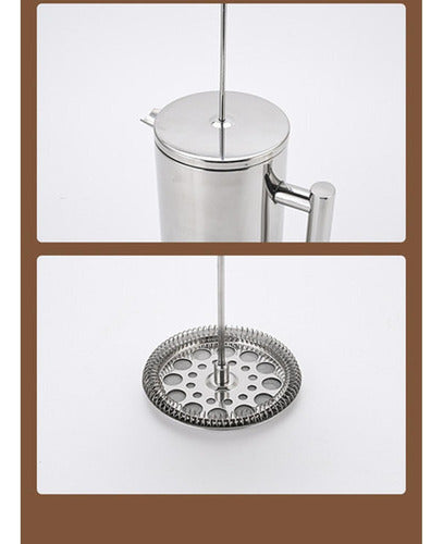 Cafetera Manual Prensa Francesa Acero Cafe 800ml - Norplat Plateado