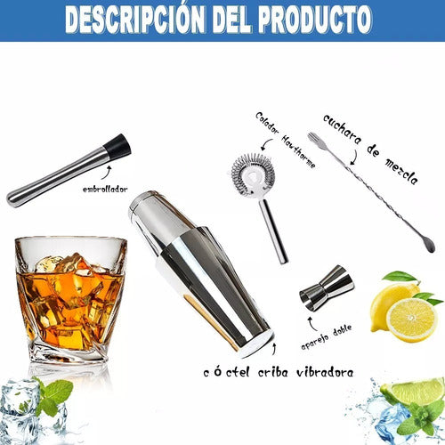 Kit Cocteleria Coctelera Boston Shaker Jigger Barman Norplat