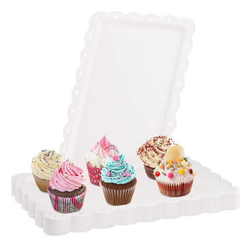 Set 2 Bandejas Rectangular Norplat Ideal Para Brazo De Reina Blanco