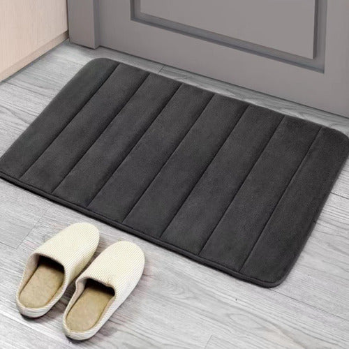 Alfombra Baño Engomado Antideslizante 60x40cm Suave Norplat Gris Oscuro Lisa