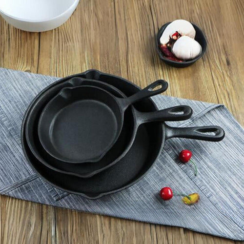 Sartenes De Hierro Fundido Juego De Sartenes 3 Piezas Cukin Negro