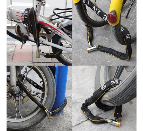 Candado Bicicleta Con Cadena Acero Cobertor Textil Norplat Negro