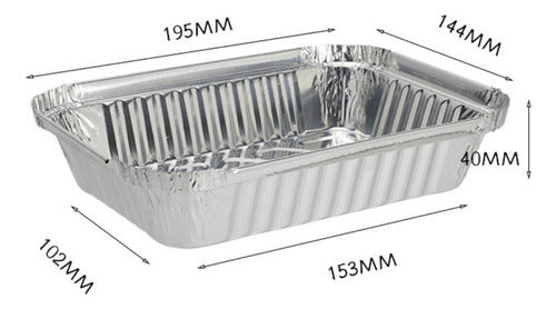 Bandeja / Envase De Aluminio 570 M C/tapa Domo (20 Unidades) Plateado