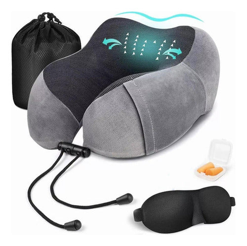 Almohada Cuello Especial Para Viajes Cojin Cervical Norplat Gris