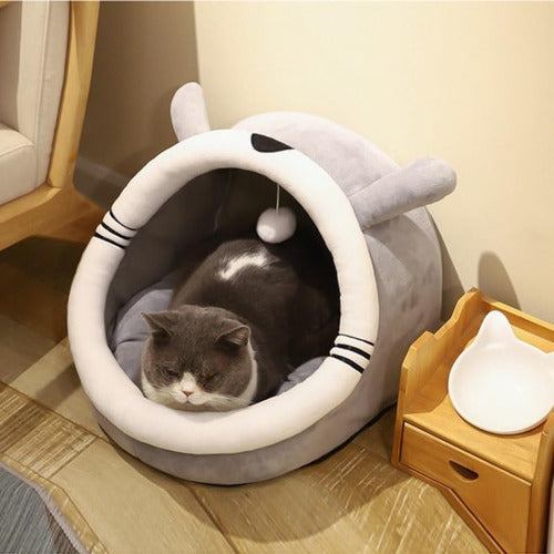 Casa Cama Plush Iglú Nido Mascota Perro Gatos - Wuf Gris 03
