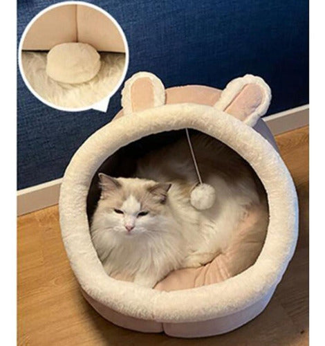 Casa Cama Plush Iglú Nido Mascota Perro Gatos - Wuf Rosa Claro 02