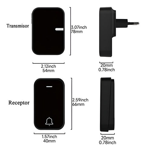Timbre Inalambrico Exterior Portatil Autoalimentado Norplat Negro