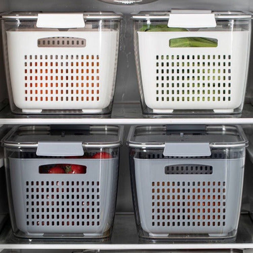 Caja Organizadora Con Cesta Refrigerador Despensa 1.7 Lt Gris