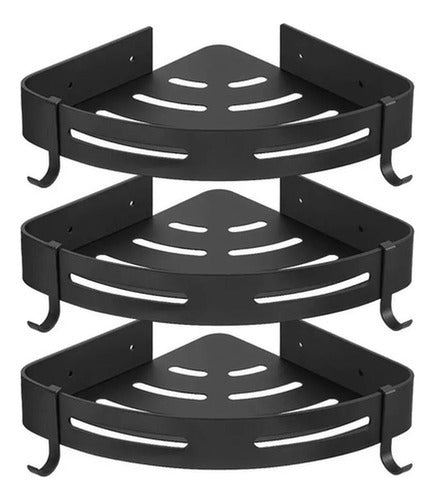 3 Organizador Para Ducha Esquinero Baño Repisa - Norplat Negro