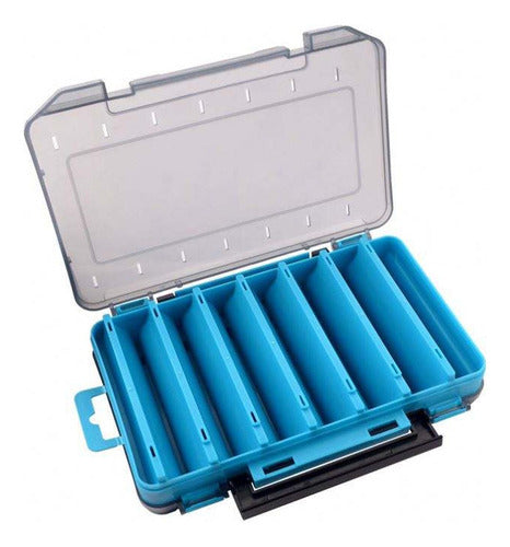 Caja Porta Señuelos Pesca 14 Compartimientos Doble - Norplat Azul