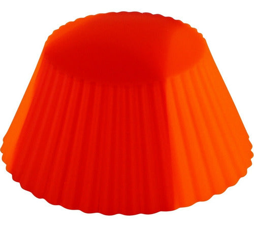 Set X 12 Moldes De Silicona P/ Muffin O Cupcake Ø7cm - Cukin Rojo-naranja