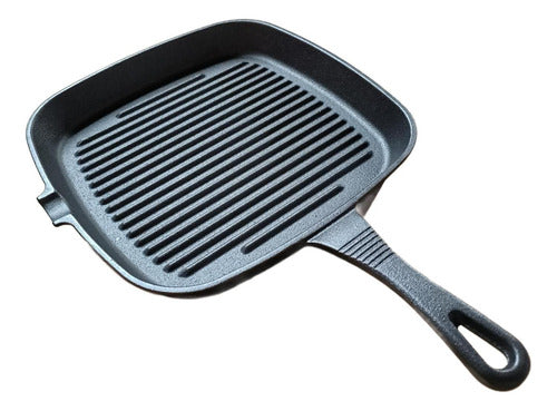 Sartén Bifera Churrasquera Grill Hierro Fundido 24cm Norplat Negro
