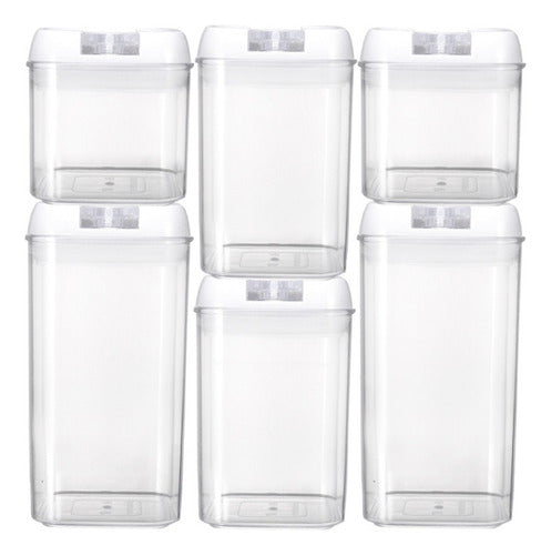 Set 6 Contenedores Herméticos Almacenamiento Plástico Cukin Blanco