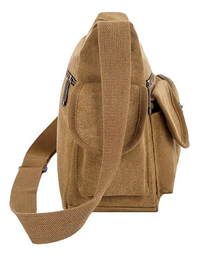 Bandolera Maletin Hombre Grande Capacidad Bolsillos Norplat Marrón Claro