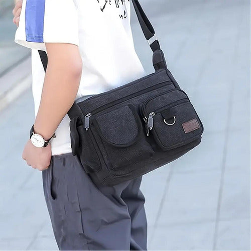 Bandolera Maletin Hombre Grande Capacidad Bolsillos Norplat Negro