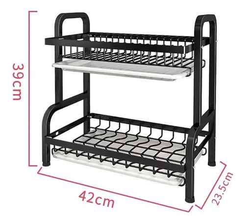 Secador Escurridor De Loza Platos 2 Niveles - Norplat Negro