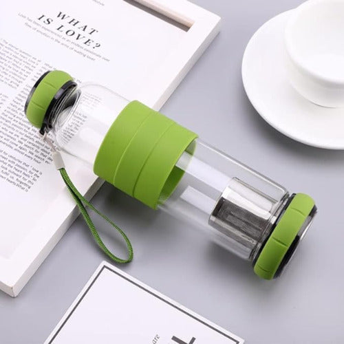 Botella Infusor Vidrio 550cc Difusor Te Bpa-free - Norplat - Verde