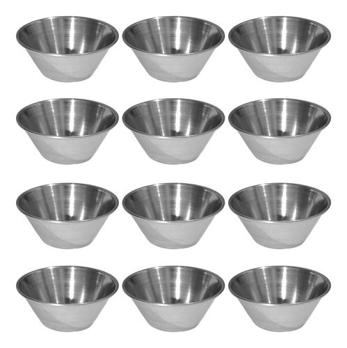 12 Pocillos Salsero Acero Inoxidable 45ml 1.5oz - Norplat Plateado