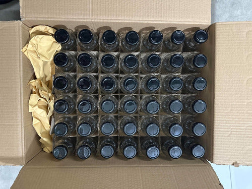 Botella De Vidrio 475cc Pack De 42 Unidades Con Tapa - Cukin Negro