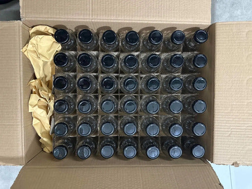 Botella De Vidrio 475cc Pack De 42 Unidades Con Tapa - Cukin Negro