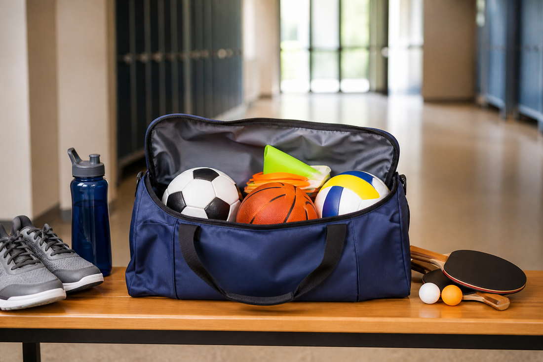Implementos deportivos escolares para fútbol, básquetbol, vóleibol y tenis de mesa