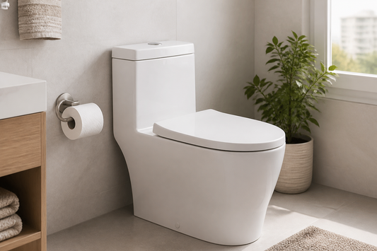 Porta confort instalado junto al WC en un baño ordenado y moderno
