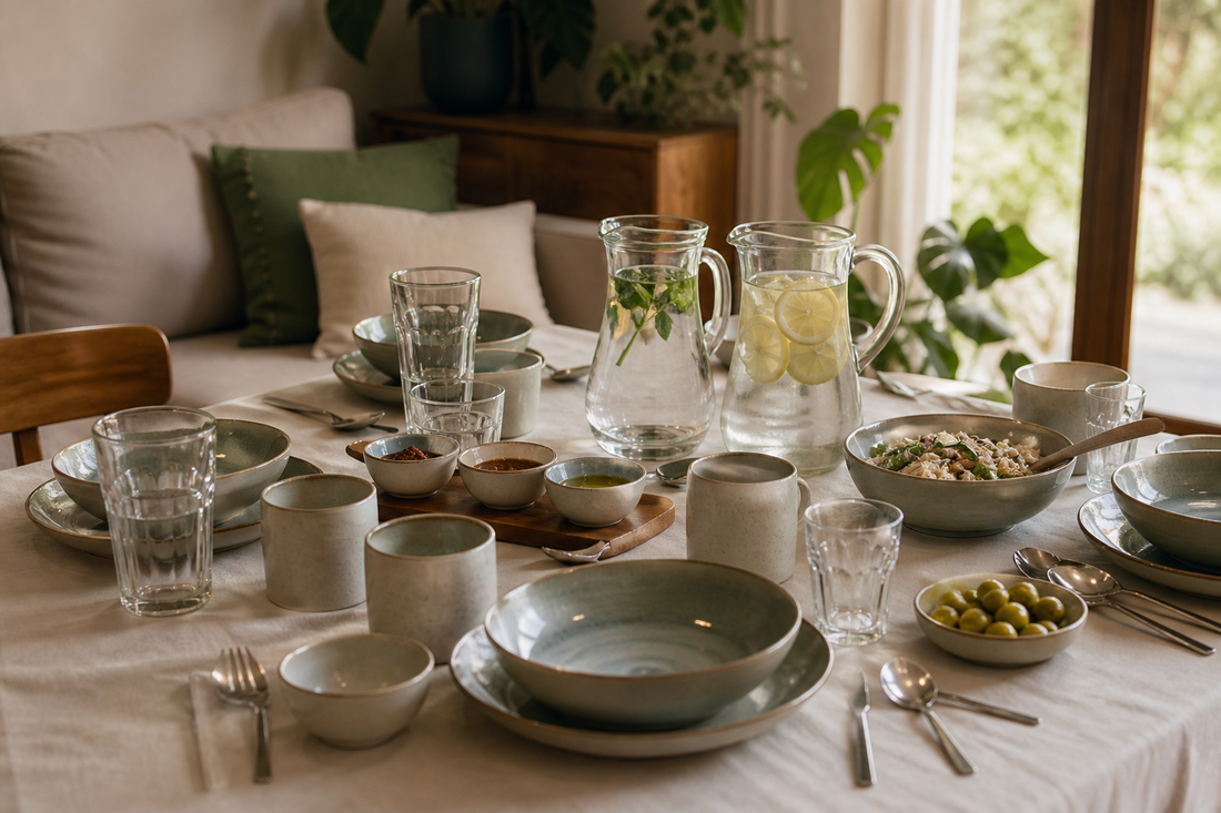 Checklist de vajilla reutilizable para eventos pequeños con platos, vasos, tazas, bowls y pocillos