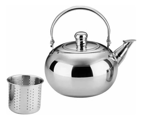 Tetera Acero Inoxidable Preparar Té Infusor 600ml - Norplat Plateado
