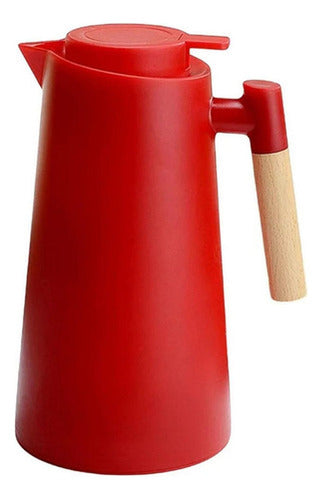 Jarra Termica Norplat 1 Litro Vidrio Aislante Calor Frio Rojo