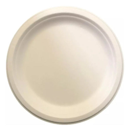 Platos De Pulpa Natural Compostable 22 Cms X 100 Uds - Cukin Beige Liso