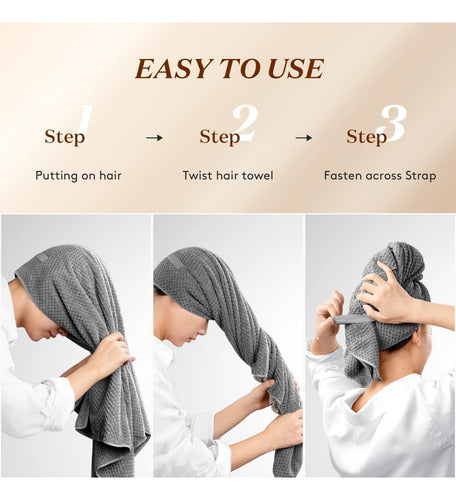 Toalla Turbante Para El Cabello Pelo De Microfibra - Norplat Gris Lisa
