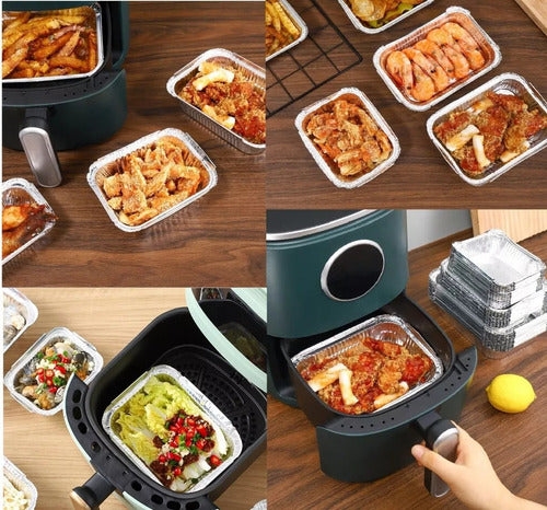 Bandeja / Envase De Aluminio 570 M C/tapa Domo (20 Unidades) Plateado