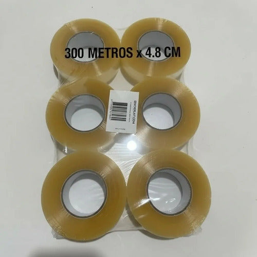 6 Cintas Embalaje Huincha Adhesiva 300m 48mm 45mic - Norplat Transparente Lisa