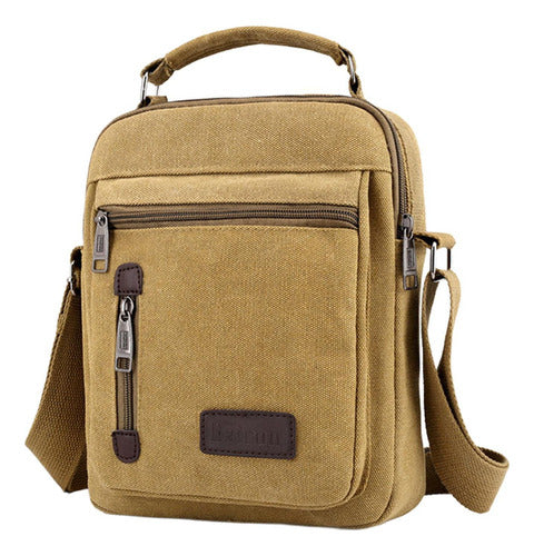 Bolso Bandolera Maletin De Lona Hombre Caballero - Norplat Marrón Claro