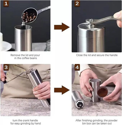 Molino Molinillo De Café Manual De Acero Inoxidable - Cukin Plateado