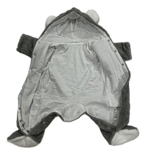 Pijama Polar Bebe Termico Norplat Enterito Orejitas Osito Gris Oscuro Liso 3 A 6 Meses