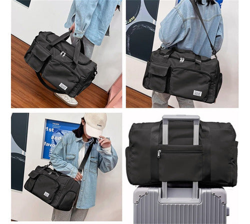 Bolsa Viaje Bolso De Mano Para Fitness Mochila Gym - Norplat Negro Lisa